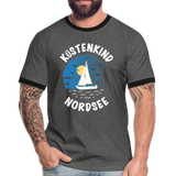 Küstenkind Nordsee - Männer Kontrast-T-Shirt - Anthrazit/Schwarz