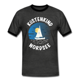 Küstenkind Nordsee - Männer Kontrast-T-Shirt - Anthrazit/Schwarz