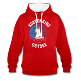 Küstenkind Ostsee - Kontrast-Hoodie - Rot/Weiß