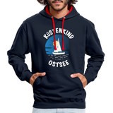 Küstenkind Ostsee - Kontrast-Hoodie - Navy/Rot