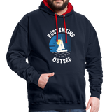 Küstenkind Ostsee - Kontrast-Hoodie - Navy/Rot