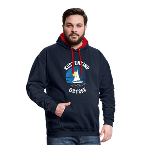 Küstenkind Ostsee - Kontrast-Hoodie - Rot/Weiß