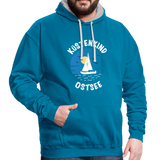 Küstenkind Ostsee - Kontrast-Hoodie - Pfauenblau/Grau meliert