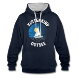 Küstenkind Ostsee - Kontrast-Hoodie - Navy/Grau meliert