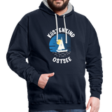 Küstenkind Ostsee - Kontrast-Hoodie - Navy/Grau meliert