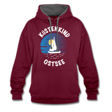 Küstenkind Ostsee - Kontrast-Hoodie - Weinrot/Anthrazit