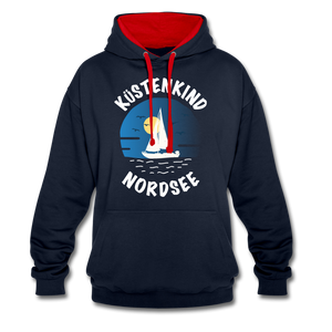 Küstenkind Nordsee - Männer Kontrast-Hoodie - Rot/Weiß