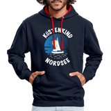 Küstenkind Nordsee - Männer Kontrast-Hoodie - Navy/Rot