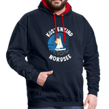 Küstenkind Nordsee - Männer Kontrast-Hoodie - Navy/Rot