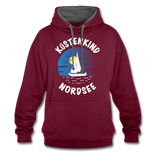 Küstenkind Nordsee - Männer Kontrast-Hoodie - Weinrot/Anthrazit