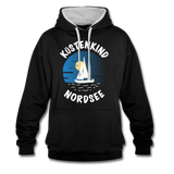 Küstenkind Nordsee - Männer Kontrast-Hoodie - Schwarz/Grau meliert