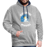 Küstenkind Nordsee - Männer Kontrast-Hoodie - Grau meliert/Navy