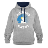 Küstenkind Nordsee - Männer Kontrast-Hoodie - Grau meliert/Navy