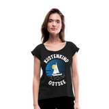 Küstenkind Ostsee - Frauen T-Shirt mit gerollten Ärmeln - Schwarz