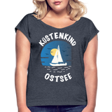 Küstenkind Ostsee - Frauen T-Shirt mit gerollten Ärmeln - Navy meliert