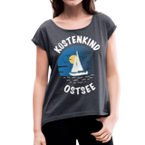 Küstenkind Ostsee - Frauen T-Shirt mit gerollten Ärmeln - Navy meliert