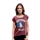 Küstenkind Ostsee - Frauen T-Shirt mit gerollten Ärmeln - Bordeauxrot meliert