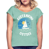 Küstenkind Ostsee - Frauen T-Shirt mit gerollten Ärmeln - Minze meliert