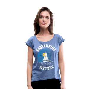 Küstenkind Ostsee - Frauen T-Shirt mit gerollten Ärmeln - Navy meliert