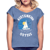 Küstenkind Ostsee - Frauen T-Shirt mit gerollten Ärmeln - Denim meliert