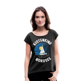 Küstenkind Nordsee - Frauen T-Shirt mit gerollten Ärmeln - Schwarz meliert