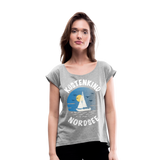 Küstenkind Nordsee - Frauen T-Shirt mit gerollten Ärmeln - Grau meliert