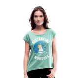 Küstenkind Nordsee - Frauen T-Shirt mit gerollten Ärmeln - Minze meliert