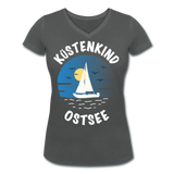 Küstenkind Ostsee - Frauen Bio-T-Shirt mit V-Ausschnitt von Stanley & Stella - Anthrazit