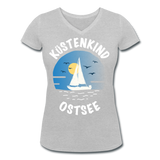 Küstenkind Ostsee - Frauen Bio-T-Shirt mit V-Ausschnitt von Stanley & Stella - Grau meliert