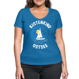 Küstenkind Ostsee - Frauen Bio-T-Shirt mit V-Ausschnitt von Stanley & Stella - Pfauenblau