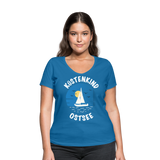 Küstenkind Ostsee - Frauen Bio-T-Shirt mit V-Ausschnitt von Stanley & Stella - Pfauenblau