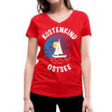 Küstenkind Ostsee - Frauen Bio-T-Shirt mit V-Ausschnitt von Stanley & Stella - Rot