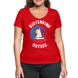 Küstenkind Ostsee - Frauen Bio-T-Shirt mit V-Ausschnitt von Stanley & Stella - Rot