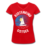 Küstenkind Ostsee - Frauen Bio-T-Shirt mit V-Ausschnitt von Stanley & Stella - Rot