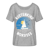 Küstenkind Nordsee - Frauen T-Shirt mit Fledermausärmeln von Bella + Canvas - Grau meliert