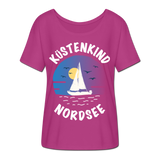 Küstenkind Nordsee - Frauen T-Shirt mit Fledermausärmeln von Bella + Canvas - Fuchsiarot