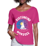 Küstenkind Nordsee - Frauen T-Shirt mit Fledermausärmeln von Bella + Canvas - Fuchsiarot