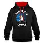 Küstenkind Ostsee - Frauen Kontrast-Hoodie - Schwarz/Rot