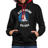 Küstenkind Ostsee - Frauen Kontrast-Hoodie - Schwarz/Rot