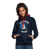 Küstenkind Ostsee - Frauen Kontrast-Hoodie - Navy/Rot