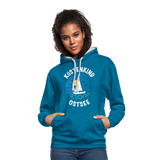 Küstenkind Ostsee - Frauen Kontrast-Hoodie - Pfauenblau/Grau meliert