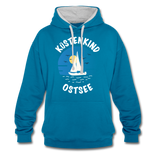 Küstenkind Ostsee - Frauen Kontrast-Hoodie - Pfauenblau/Grau meliert