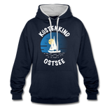 Küstenkind Ostsee - Frauen Kontrast-Hoodie - Navy/Grau meliert