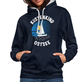 Küstenkind Ostsee - Frauen Kontrast-Hoodie - Navy/Grau meliert