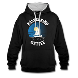 Küstenkind Ostsee - Frauen Kontrast-Hoodie - Schwarz/Grau meliert