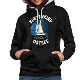 Küstenkind Ostsee - Frauen Kontrast-Hoodie - Schwarz/Grau meliert