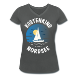 Küstenkind Nordsee - Frauen Bio-T-Shirt mit V-Ausschnitt von Stanley & Stella - Anthrazit