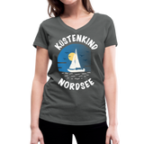 Küstenkind Nordsee - Frauen Bio-T-Shirt mit V-Ausschnitt von Stanley & Stella - Anthrazit