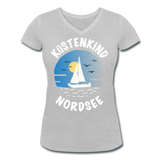 Küstenkind Nordsee - Frauen Bio-T-Shirt mit V-Ausschnitt von Stanley & Stella - Grau meliert