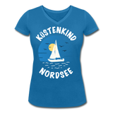 Küstenkind Nordsee - Frauen Bio-T-Shirt mit V-Ausschnitt von Stanley & Stella - Pfauenblau